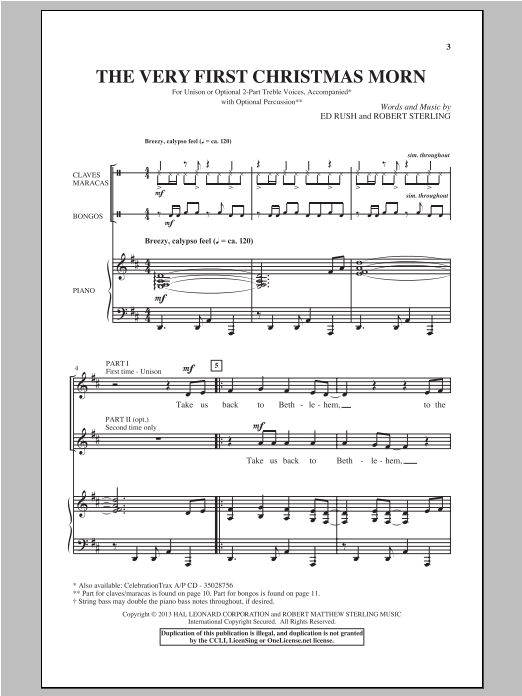 Robert Sterling The Very First Christmas Morn sheet music notes and chords arranged for 2-Part Choir