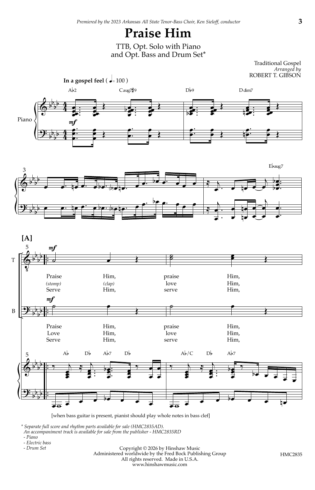 Robert T. Gibson Praise Him sheet music notes and chords arranged for TTBB Choir