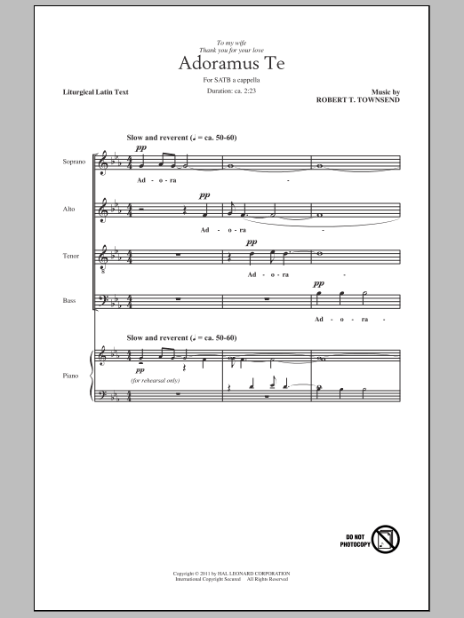Robert T. Townsend Adoramus Te sheet music notes and chords arranged for SATB Choir