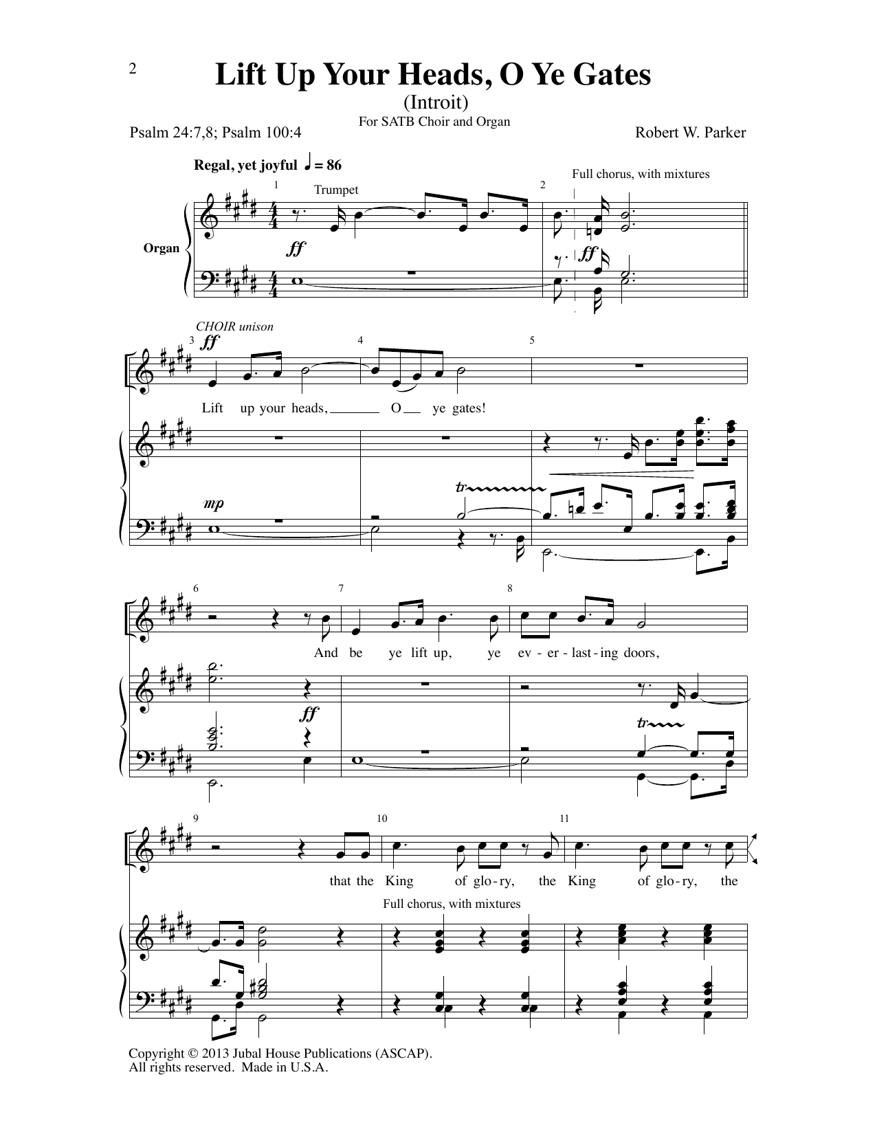 Robert W. Parker Lift Up Your Heads, O Ye Gates sheet music notes and chords arranged for SATB Choir