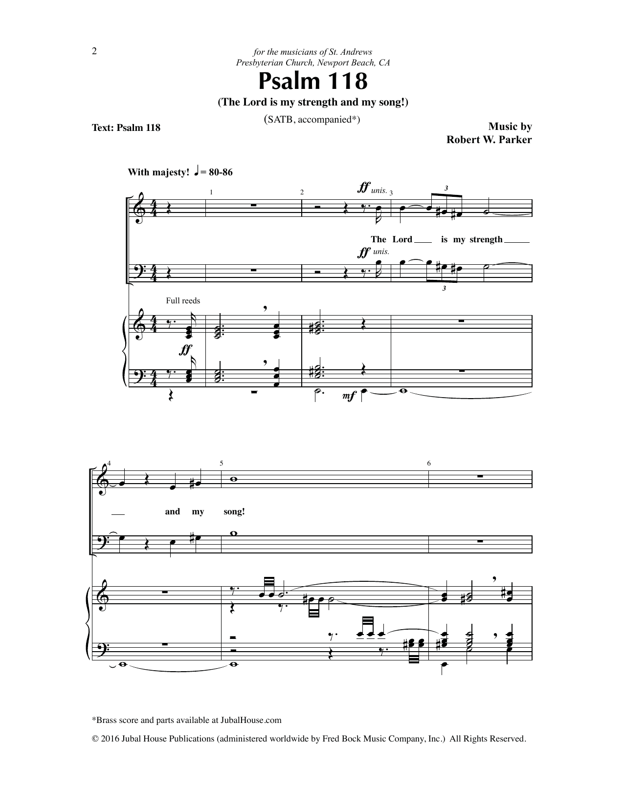 Robert W. Parker Psalm 118 (The Lord is my strength and my song!) sheet music notes and chords arranged for SATB Choir