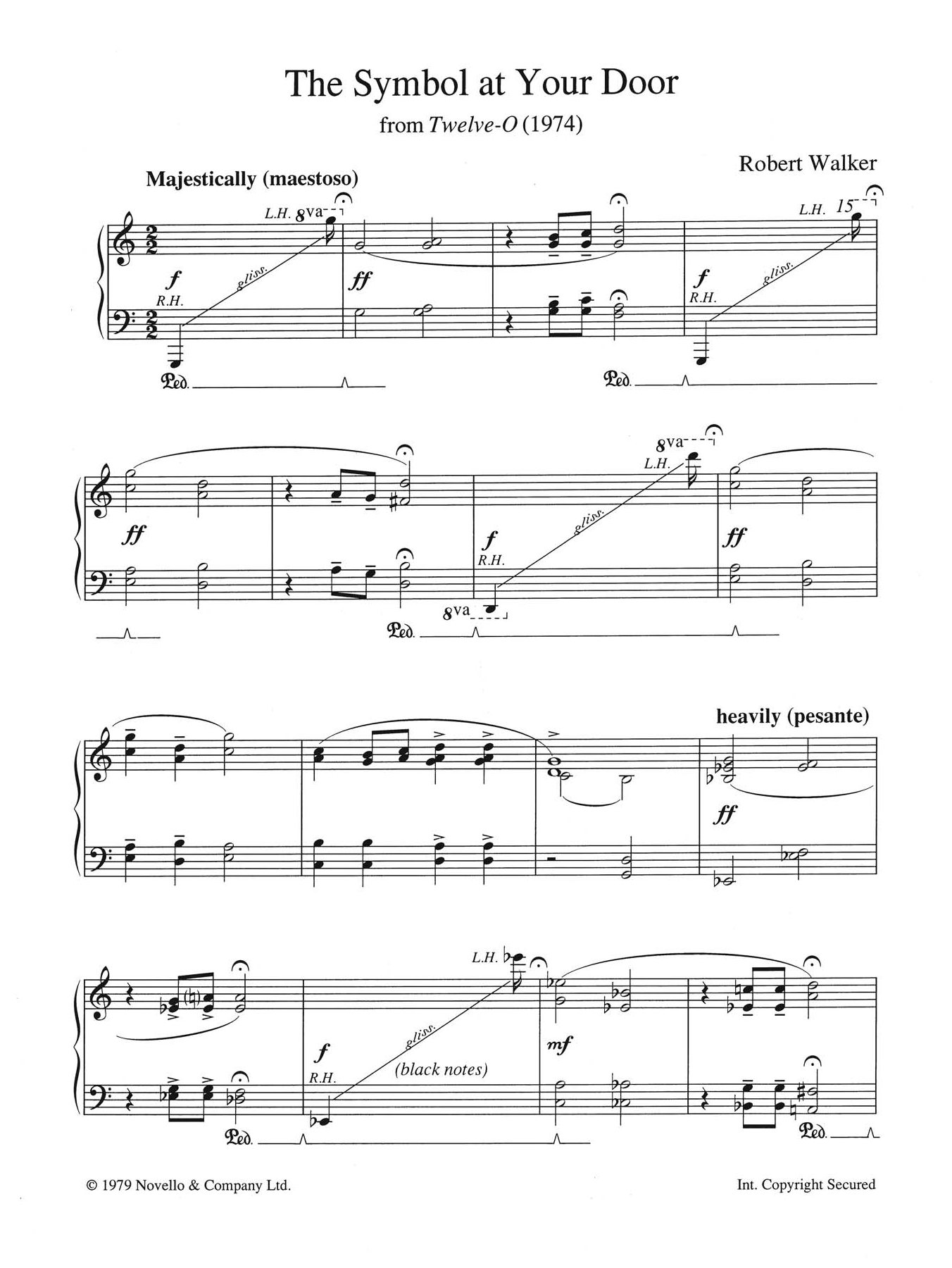 Robert Walker The Symbol At Your Door (from Twelve-O) sheet music notes and chords arranged for Piano Solo