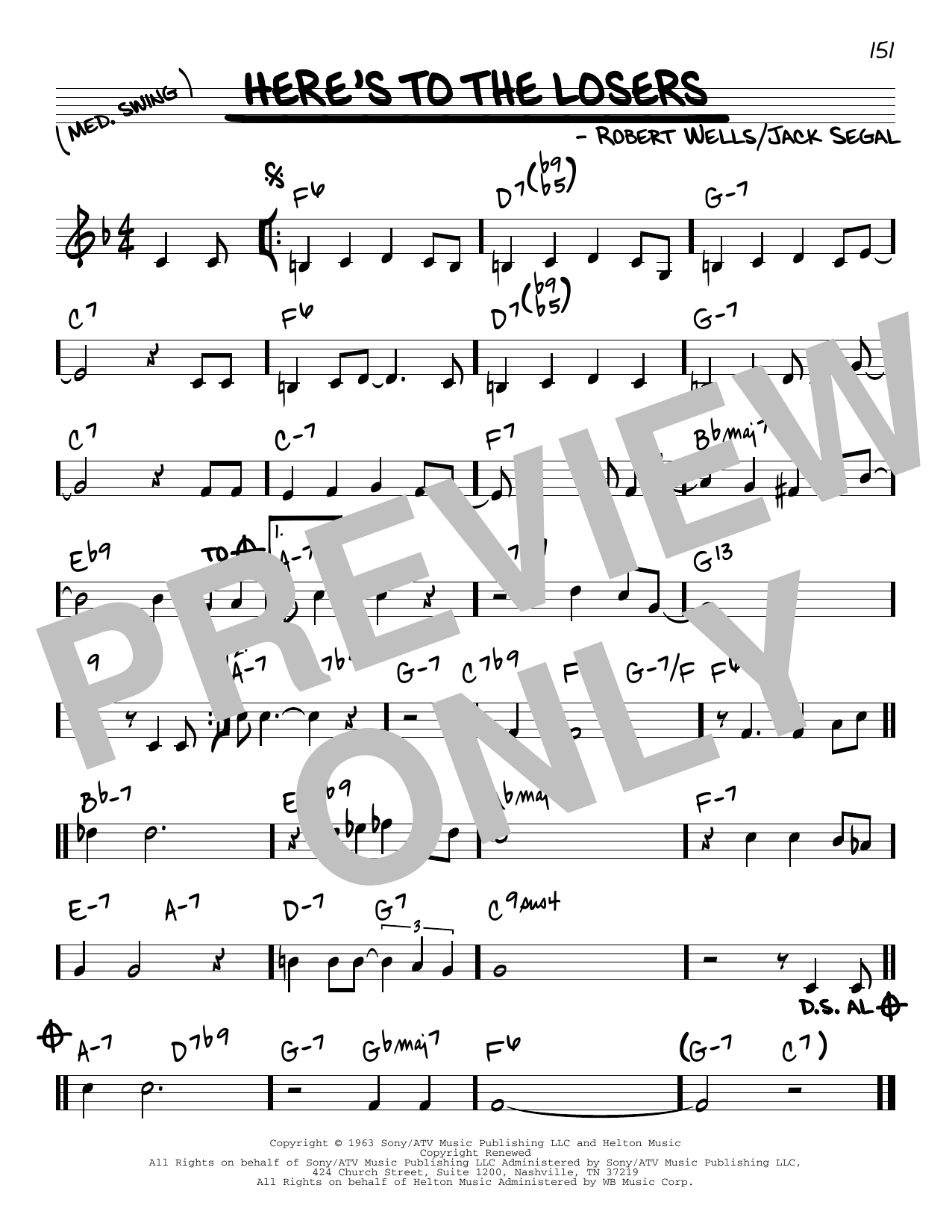 Robert Wells Here's To The Losers sheet music notes and chords arranged for Real Book – Melody & Chords
