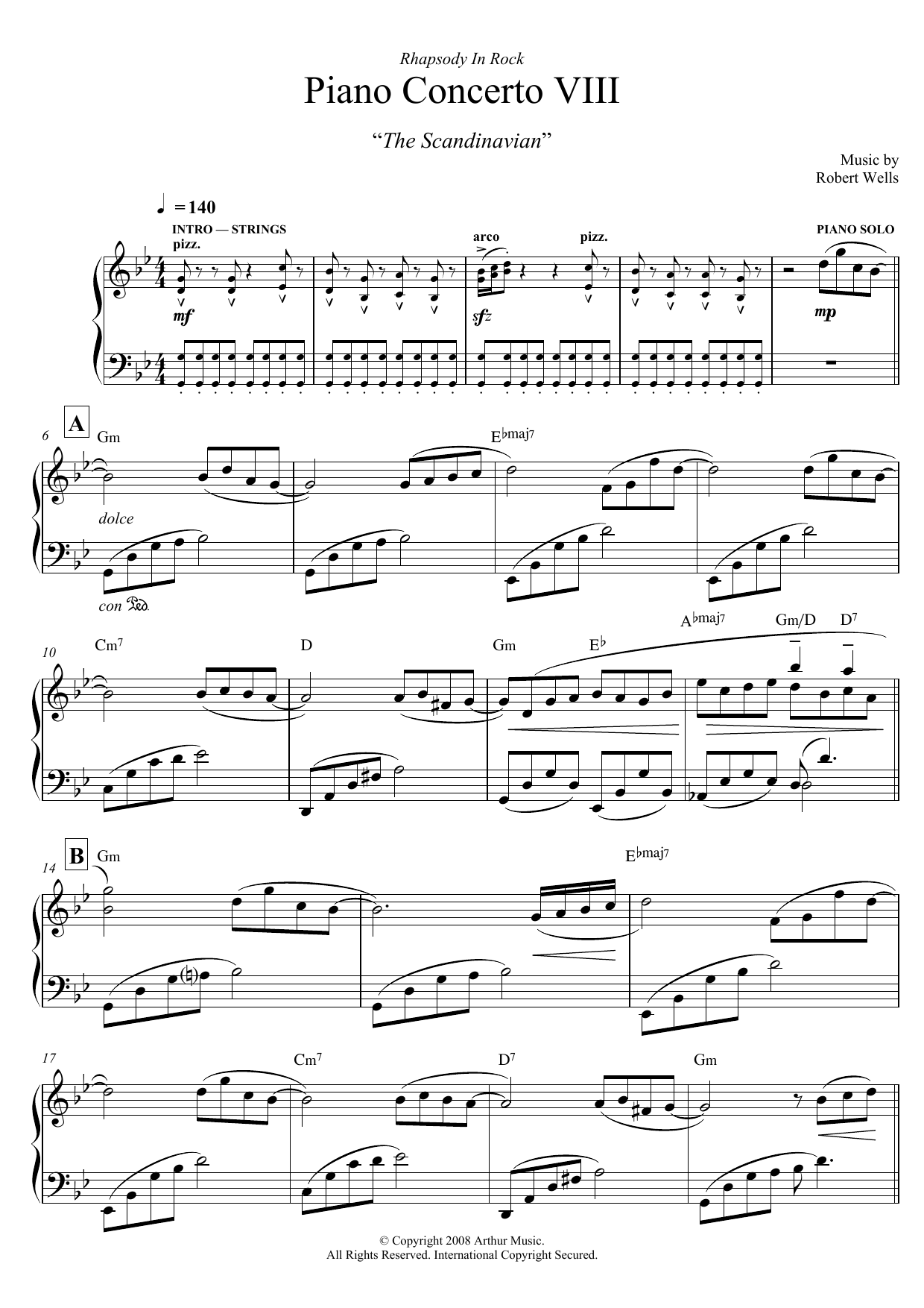 Robert Wells Piano Concerto: VIII. The Scandinavian sheet music notes and chords arranged for Piano Solo