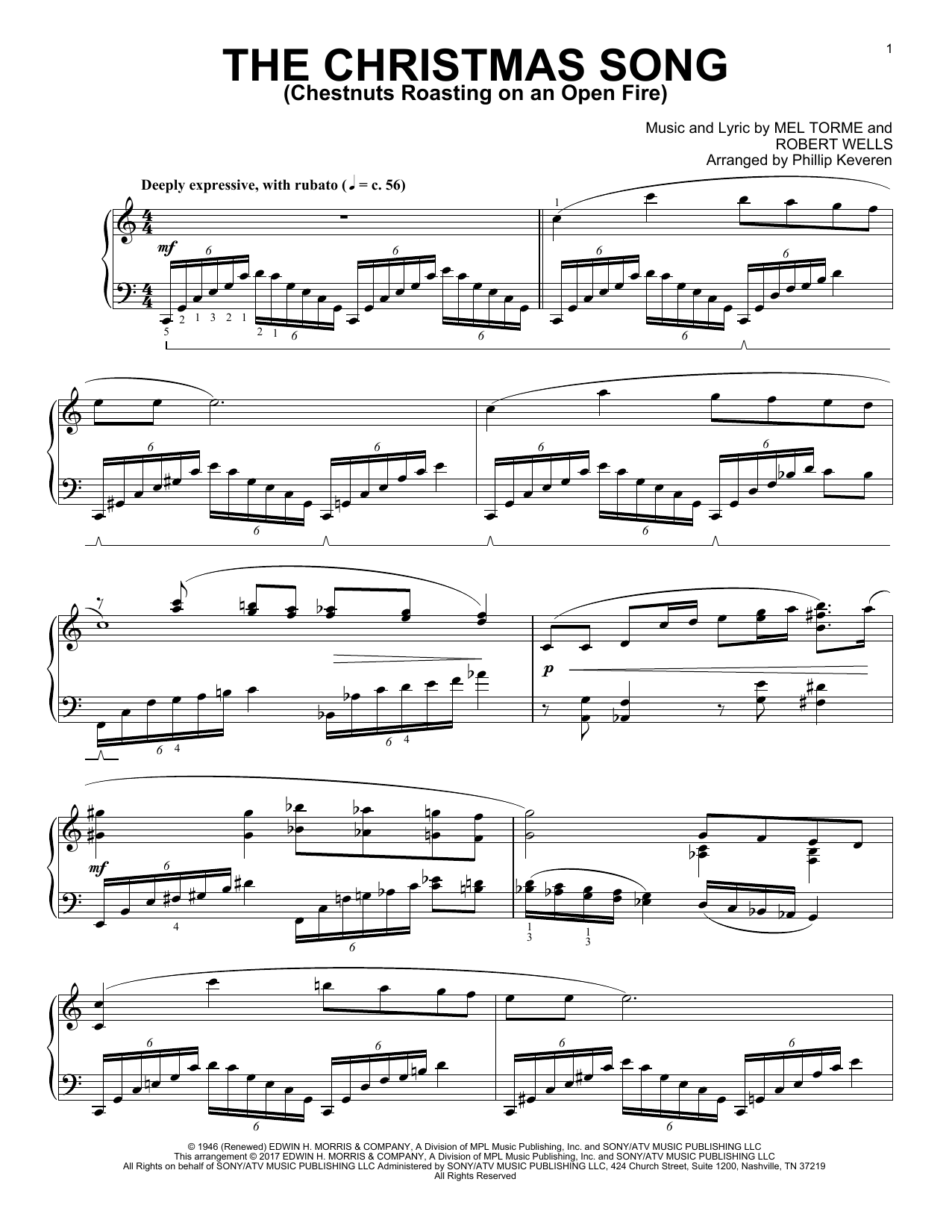 Robert Wells The Christmas Song (Chestnuts Roasting On An Open Fire) [Classical version] (arr. Phillip Keveren) sheet music notes and chords arranged for Piano Solo
