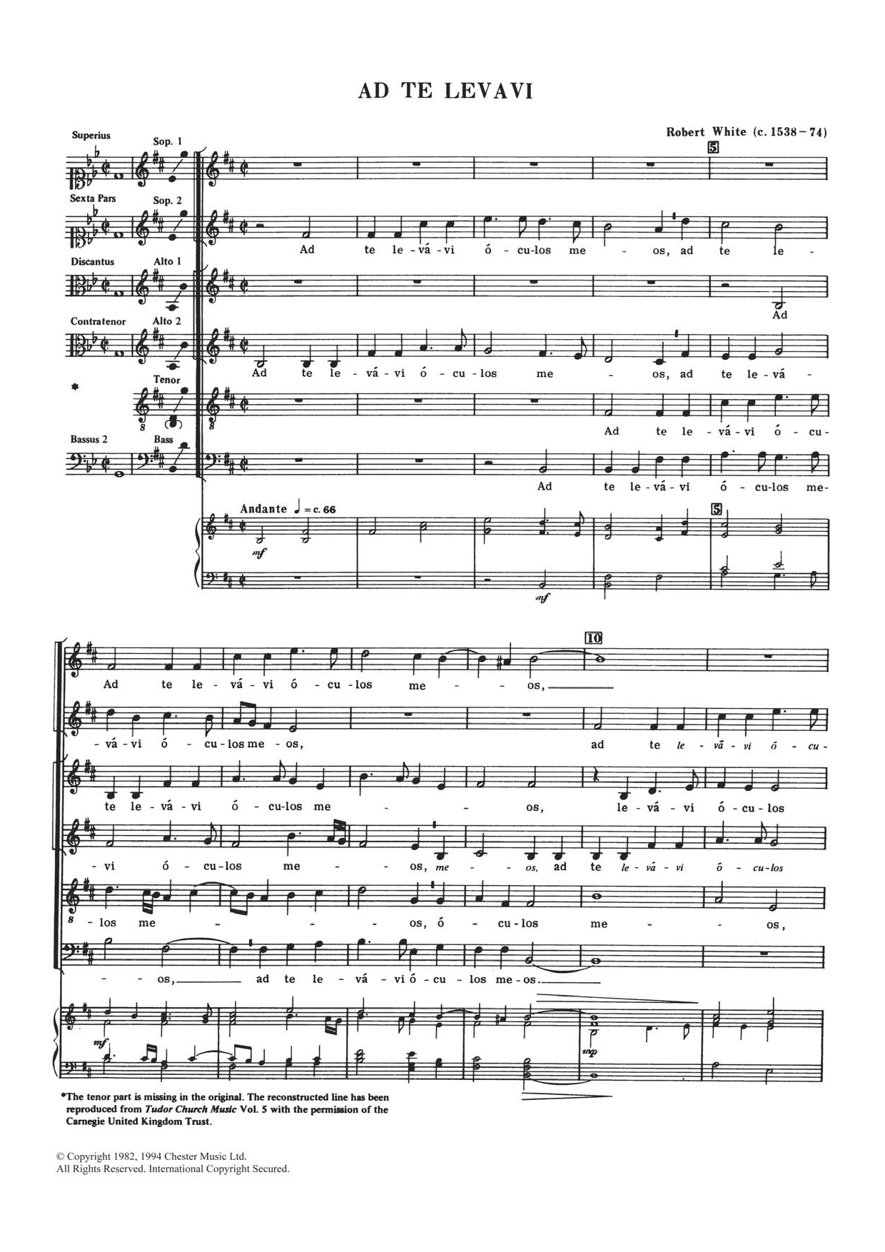 Robert White Ad Te Levavi sheet music notes and chords arranged for SATB Choir