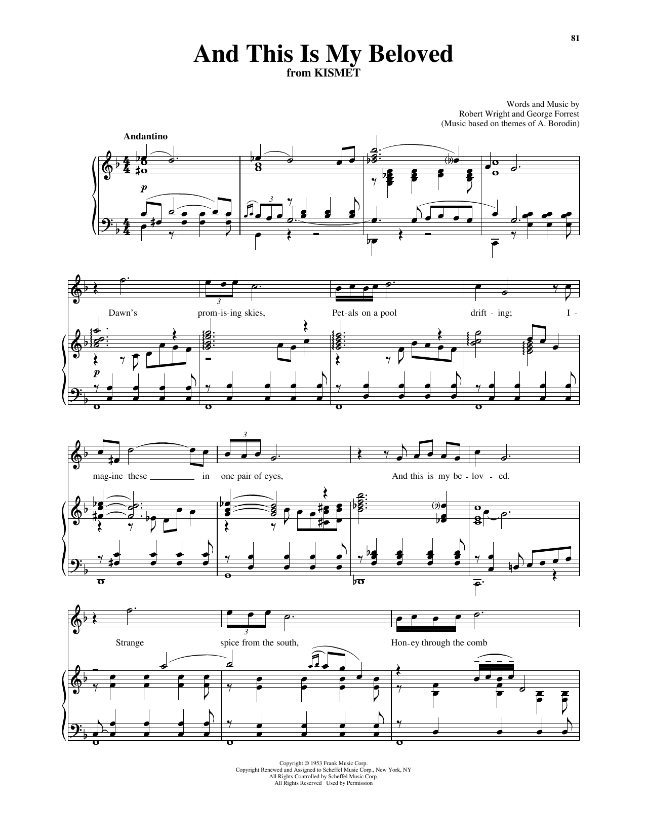 Robert Wright & George Forrest And This Is My Beloved (from Kismet) (High Voice) sheet music notes and chords arranged for Piano & Vocal