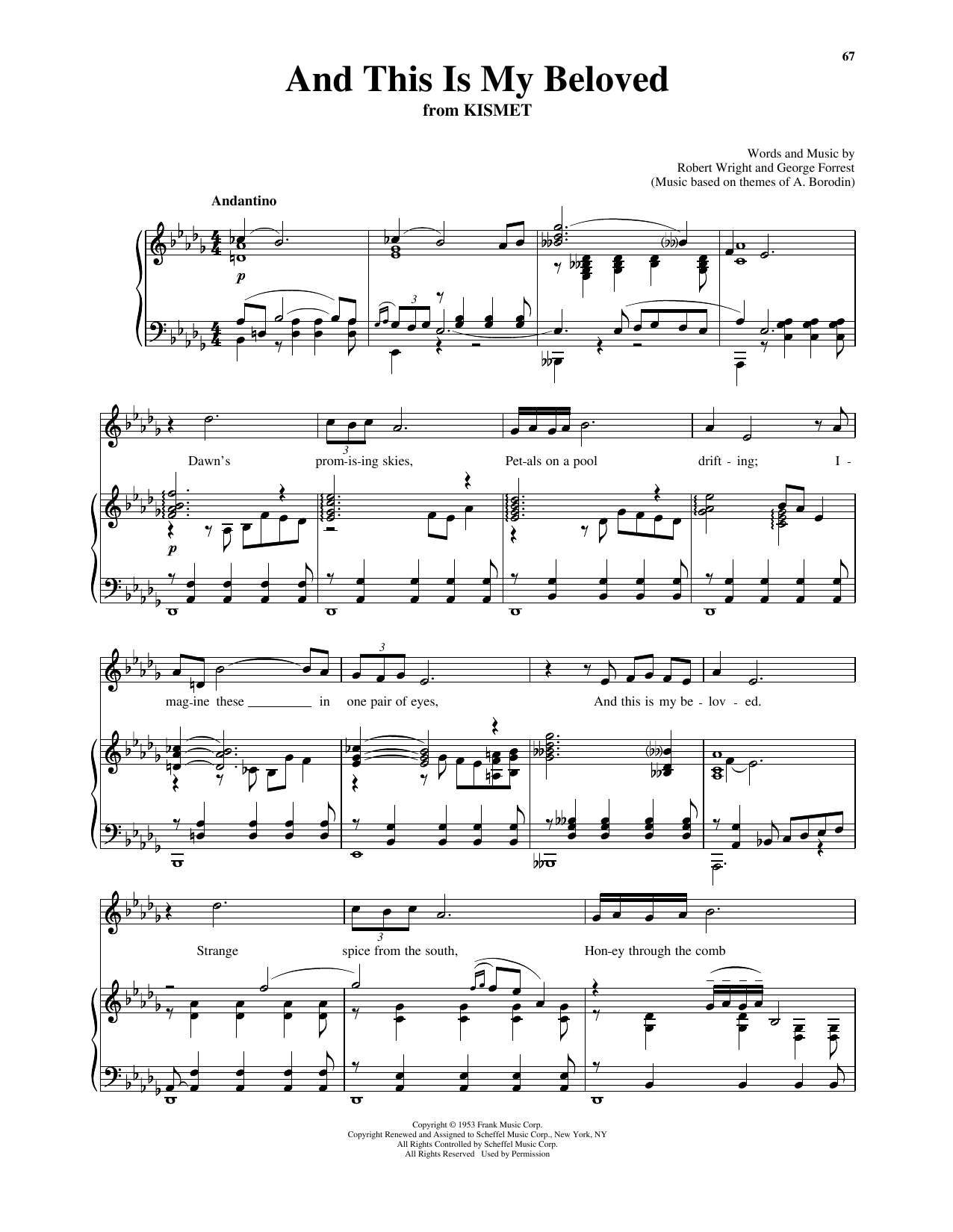Robert Wright & George Forrest And This Is My Beloved (from Kismet) (Low Voice) sheet music notes and chords arranged for Piano & Vocal