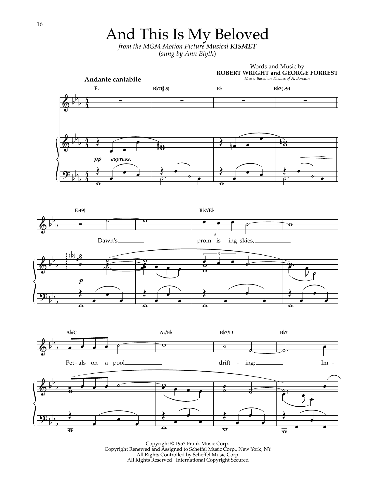 Robert Wright And This Is My Beloved (from Kismet) sheet music notes and chords arranged for Piano & Vocal