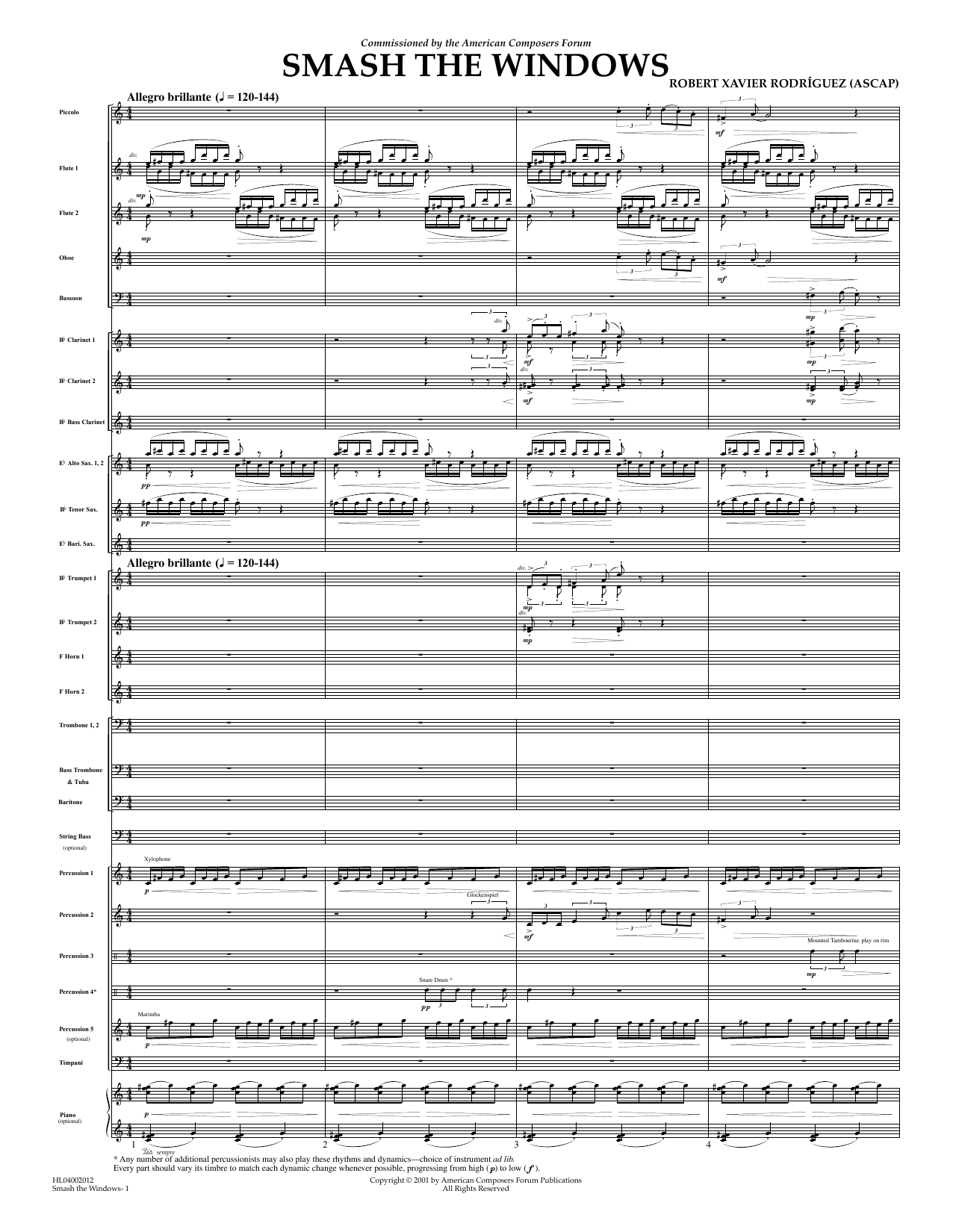 Robert Xavier Rodríguez Smash the Windows - Full Score sheet music notes and chords arranged for Concert Band