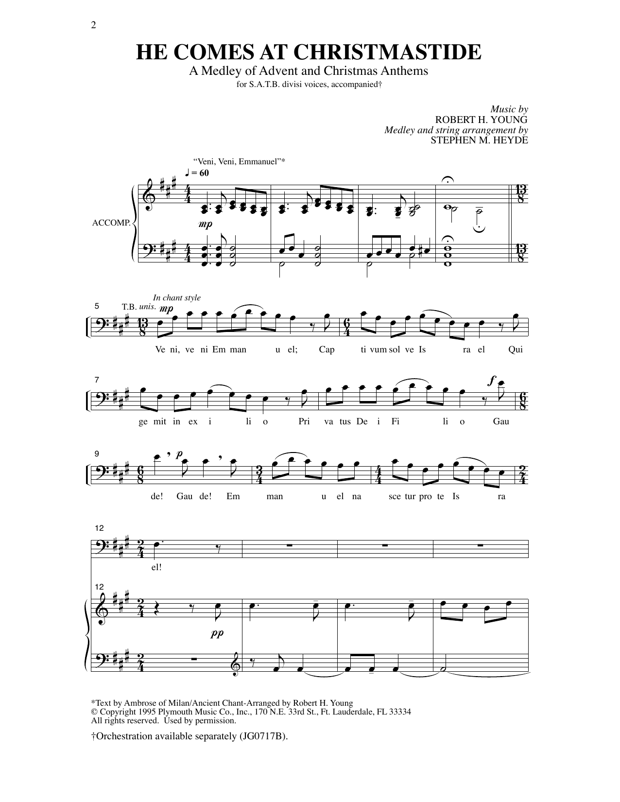 Robert Young He Comes At Christmastide (arr. Stephen Heyde) sheet music notes and chords arranged for SATB Choir