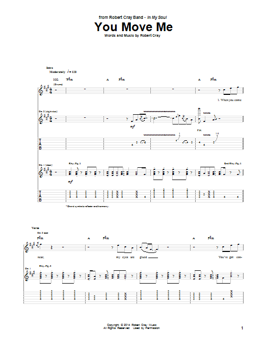 Robert Cray You Move Me sheet music notes and chords arranged for Guitar Tab
