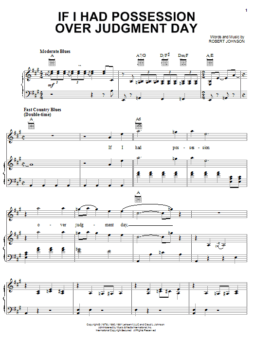 Robert Johnson If I Had Possession Over Judgment Day sheet music notes and chords. Download Printable PDF.