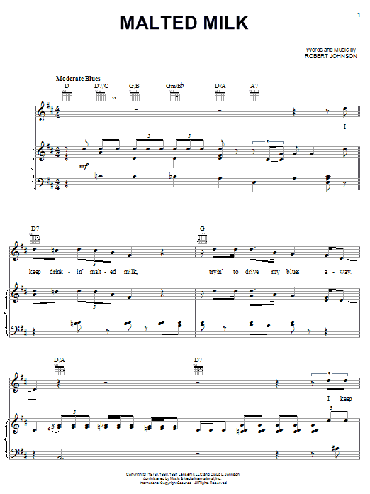 Robert Johnson Malted Milk sheet music notes and chords. Download Printable PDF.