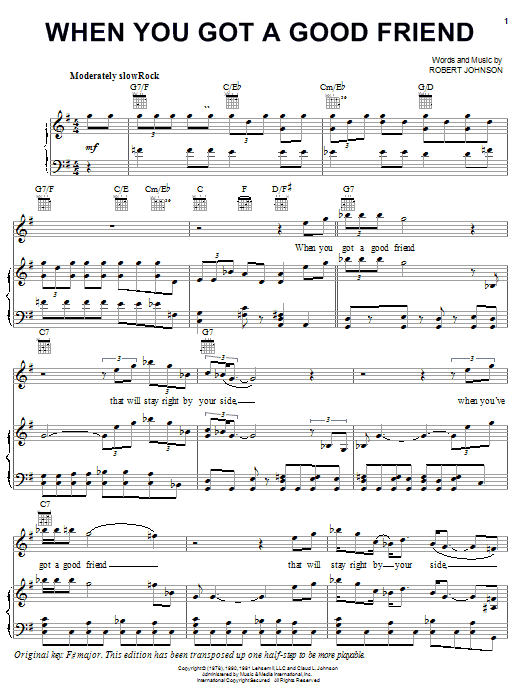 Robert Johnson When You Got A Good Friend sheet music notes and chords. Download Printable PDF.