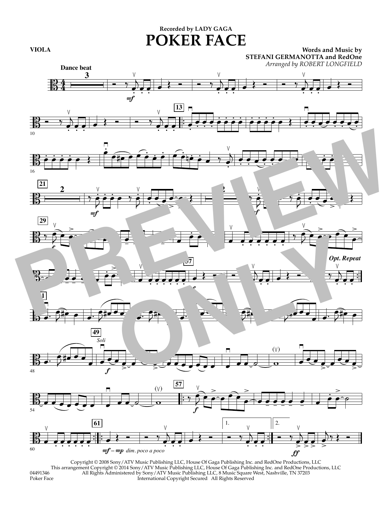 Robert Longfield Poker Face - Viola sheet music notes and chords. Download Printable PDF.