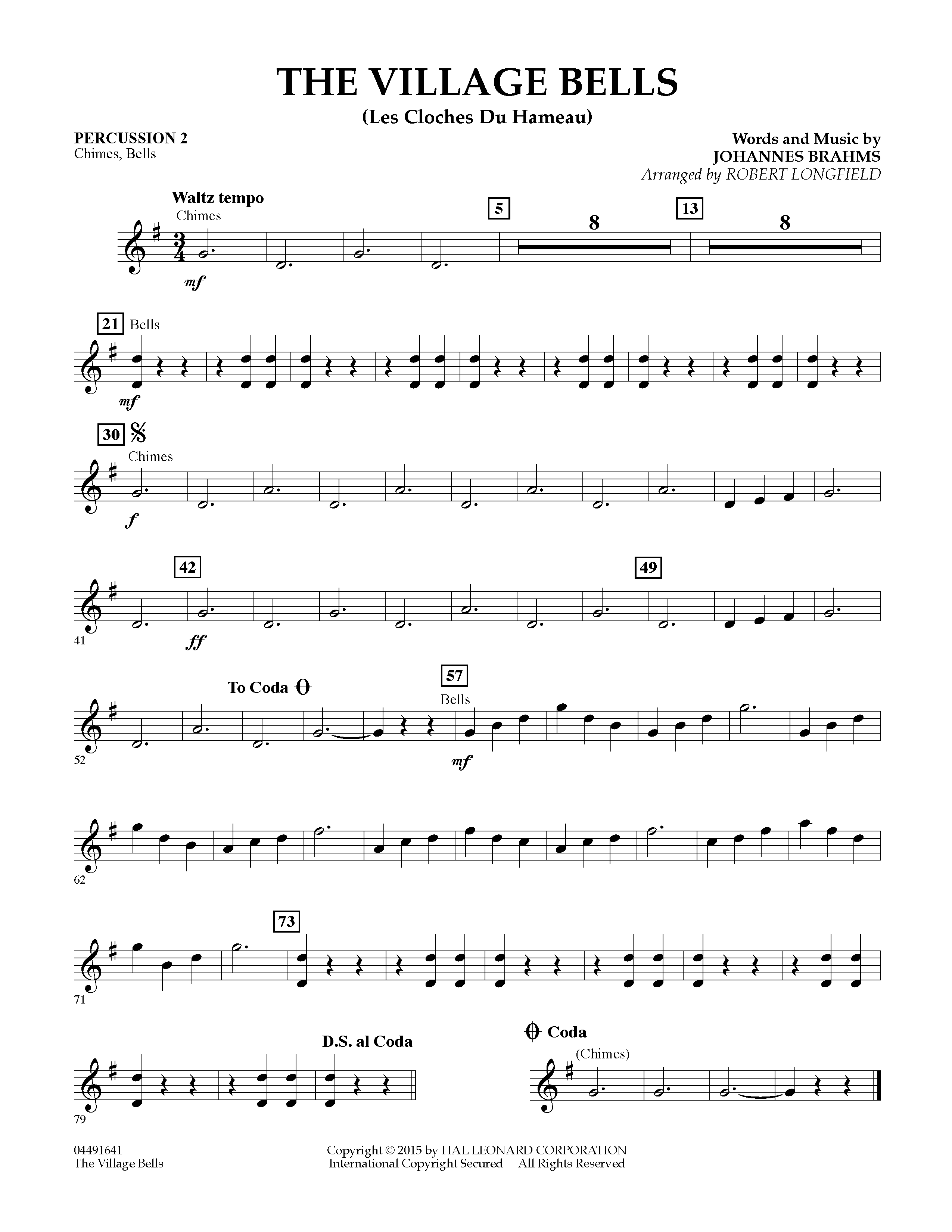 Robert Longfield The Village Bells (Les Cloche du Hameau) - Percussion 2 sheet music notes and chords arranged for Orchestra
