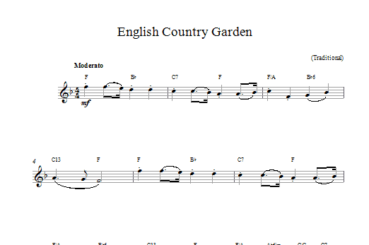 Robert M Jordan English Country Garden sheet music notes and chords arranged for Lead Sheet / Fake Book