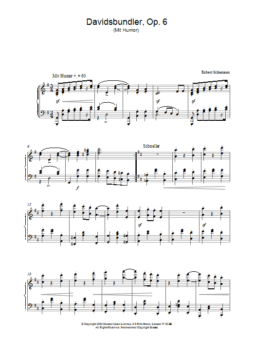 Robert Schumann Davidsbundler, Op. 6 (Mit Humor) sheet music notes and chords. Download Printable PDF.