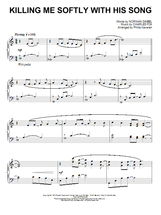 Roberta Flack Killing Me Softly With His Song (arr. Phillip Keveren) sheet music notes and chords arranged for Piano Solo