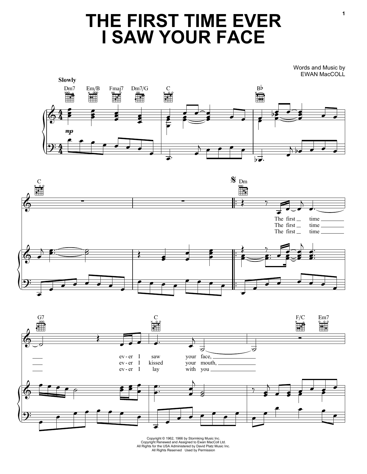 Roberta Flack The First Time Ever I Saw Your Face sheet music notes and chords arranged for Guitar Chords/Lyrics