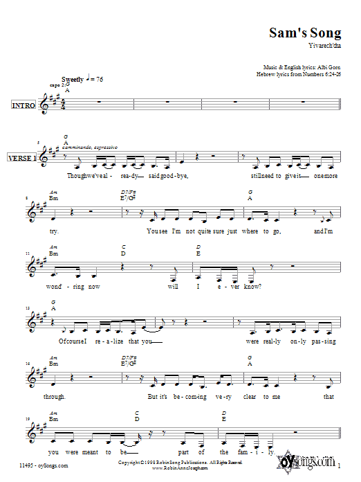 Robin Joseph Sam's Song sheet music notes and chords arranged for Lead Sheet / Fake Book