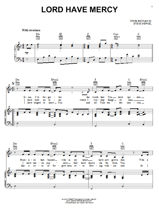 Robin Mark Lord Have Mercy sheet music notes and chords arranged for Piano, Vocal & Guitar Chords (Right-Hand Melody)