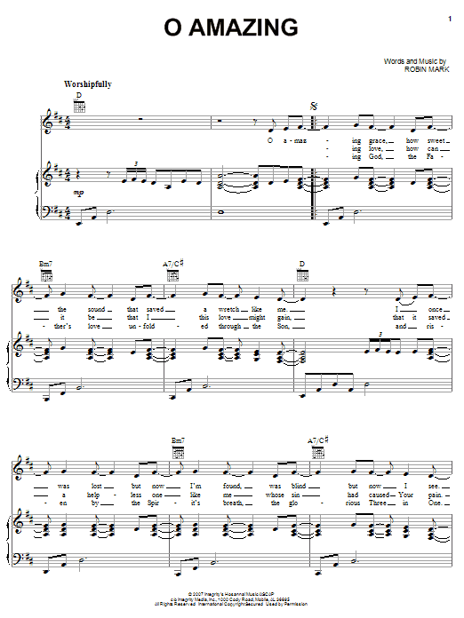 Robin Mark O Amazing sheet music notes and chords arranged for Piano, Vocal & Guitar Chords (Right-Hand Melody)
