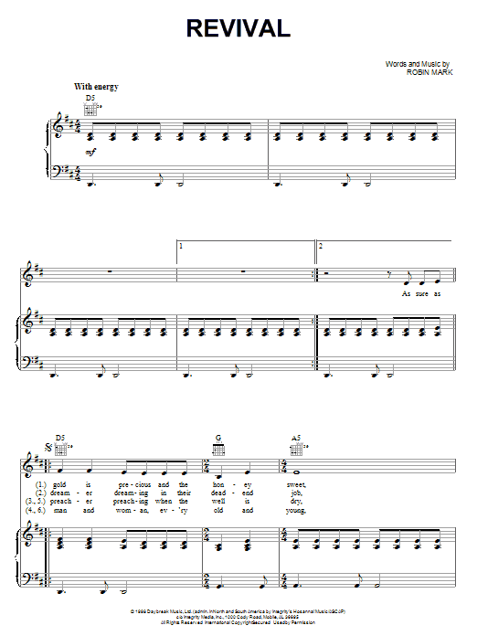 Robin Mark Revival sheet music notes and chords arranged for Piano, Vocal & Guitar Chords (Right-Hand Melody)