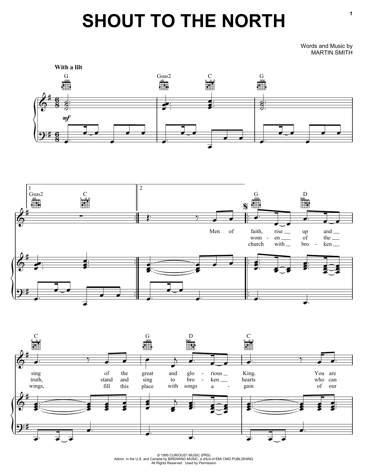 Robin Mark Shout To The North sheet music notes and chords arranged for Piano, Vocal & Guitar Chords (Right-Hand Melody)