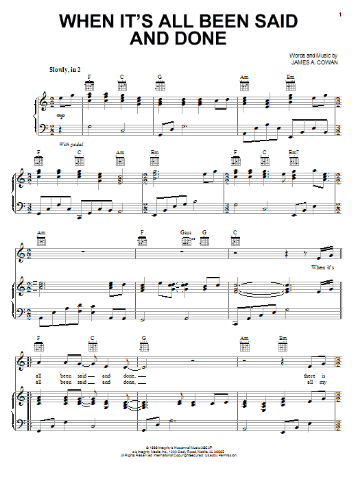 Robin Mark When It's All Been Said And Done sheet music notes and chords arranged for Piano, Vocal & Guitar Chords (Right-Hand Melody)