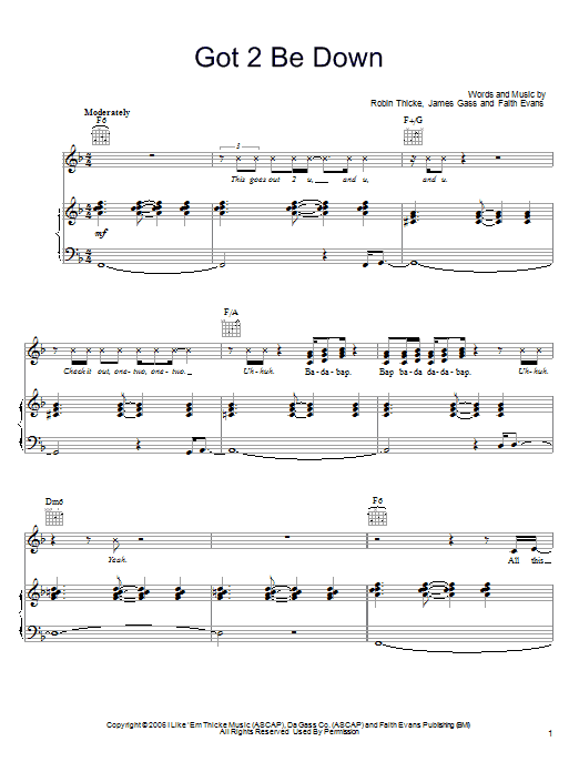 Robin Thicke Got 2 Be Down sheet music notes and chords arranged for Piano, Vocal & Guitar Chords (Right-Hand Melody)