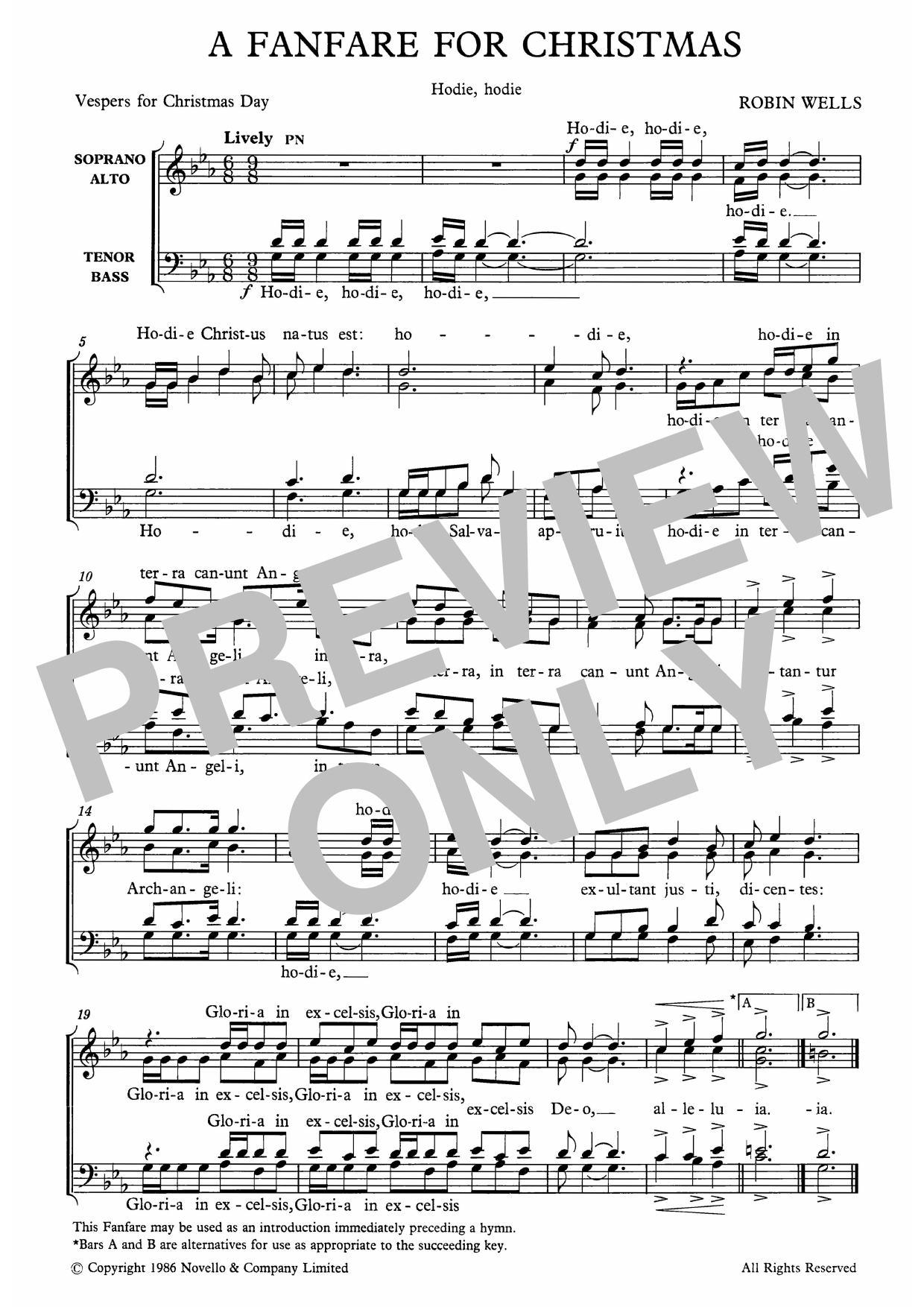Robin Wells A Fanfare For Christmas sheet music notes and chords arranged for SATB Choir