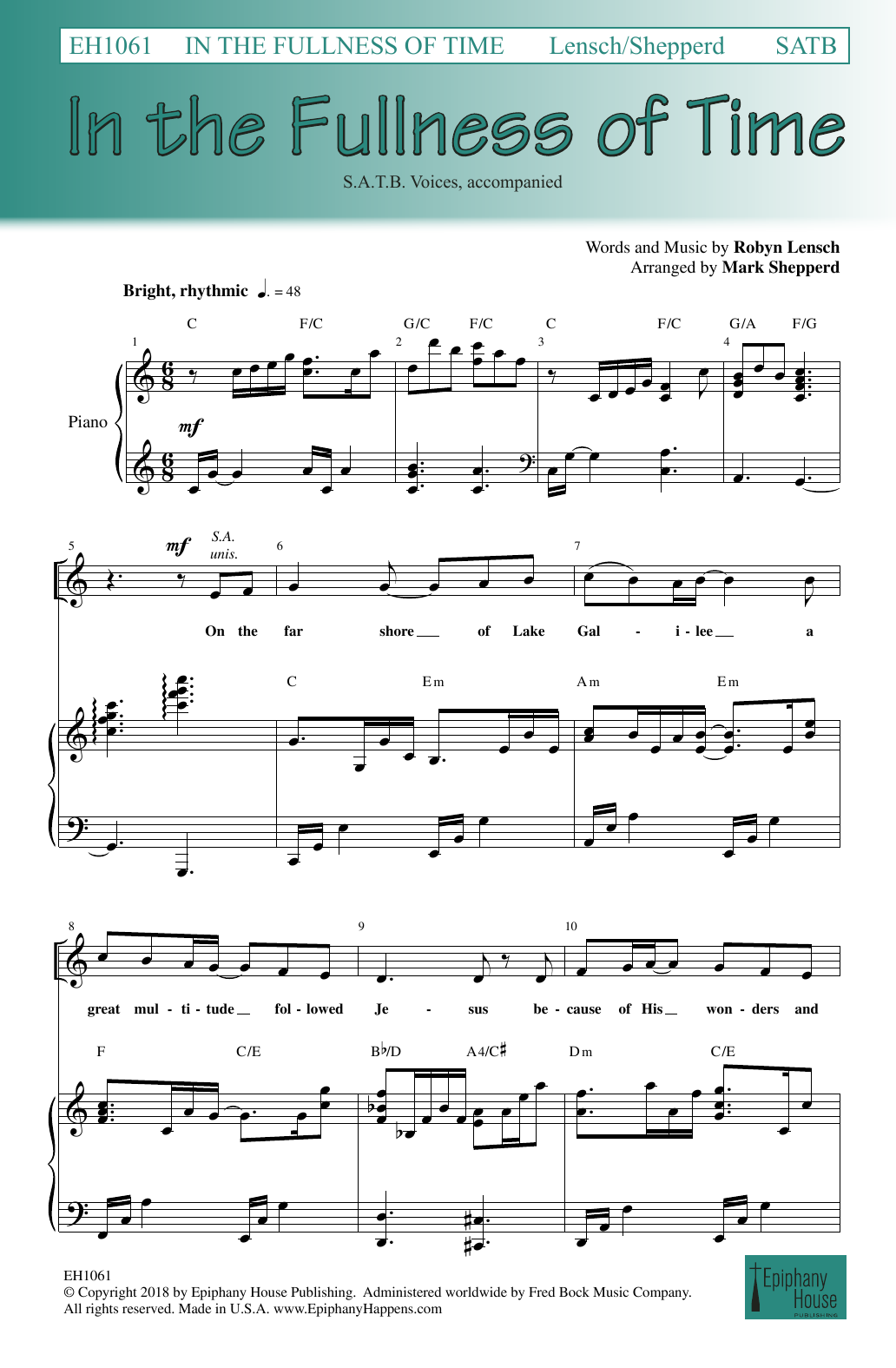 Robyn Lensch In The Fullness Of Time (arr. Mark Shepperd) sheet music notes and chords arranged for SATB Choir