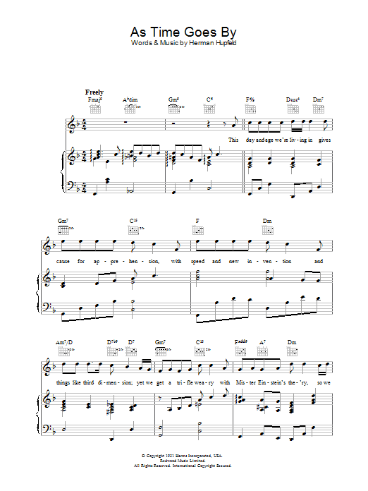 Rod Stewart As Time Goes By sheet music notes and chords arranged for Piano, Vocal & Guitar Chords (Right-Hand Melody)
