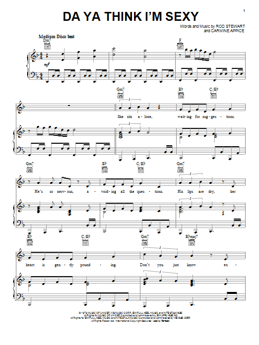 Rod Stewart Da Ya Think I'm Sexy sheet music notes and chords arranged for Piano, Vocal & Guitar Chords (Right-Hand Melody)