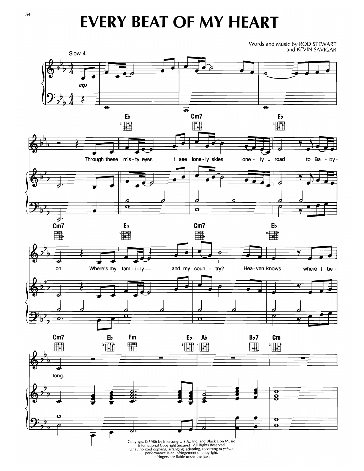 Rod Stewart Every Beat Of My Heart sheet music notes and chords arranged for Piano, Vocal & Guitar Chords (Right-Hand Melody)