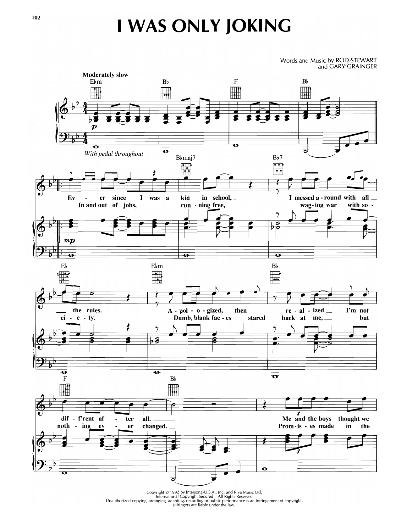 Rod Stewart I Was Only Joking sheet music notes and chords arranged for Piano, Vocal & Guitar Chords (Right-Hand Melody)