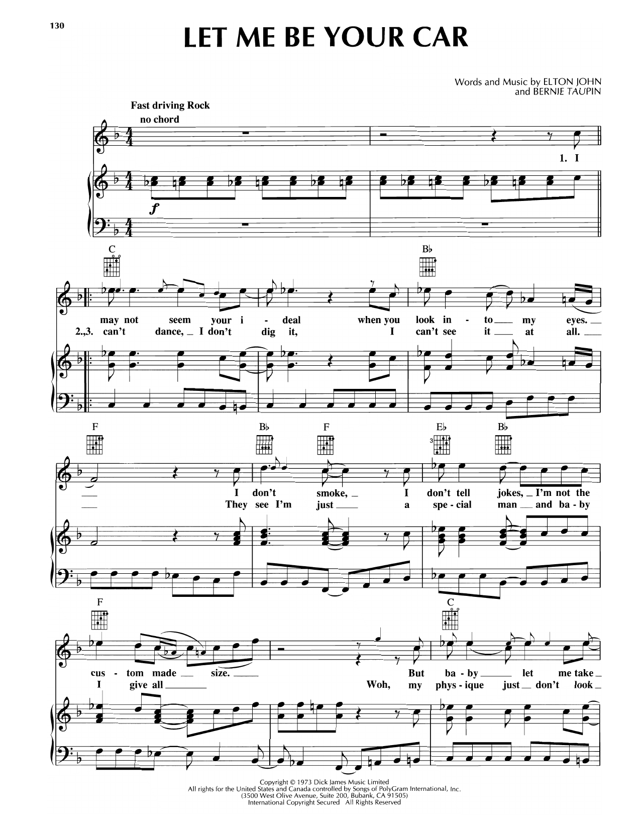 Rod Stewart Let Me Be Your Car sheet music notes and chords arranged for Piano, Vocal & Guitar Chords (Right-Hand Melody)