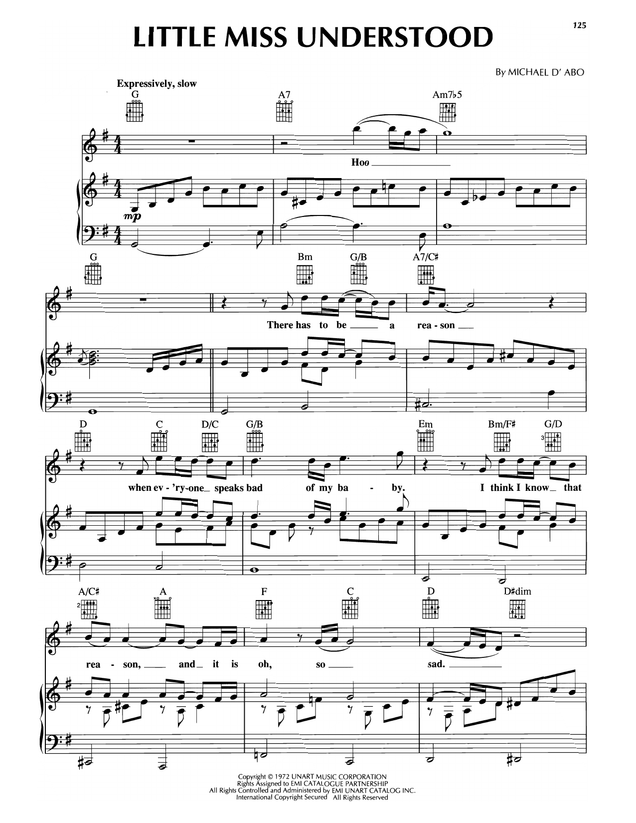 Rod Stewart Little Miss Understood sheet music notes and chords arranged for Piano, Vocal & Guitar Chords (Right-Hand Melody)