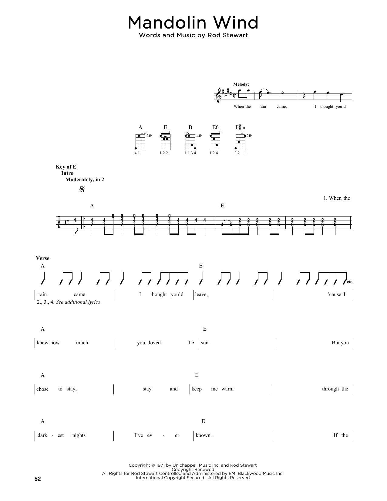 Rod Stewart Mandolin Wind (arr. Fred Sokolow) sheet music notes and chords arranged for Mandolin
