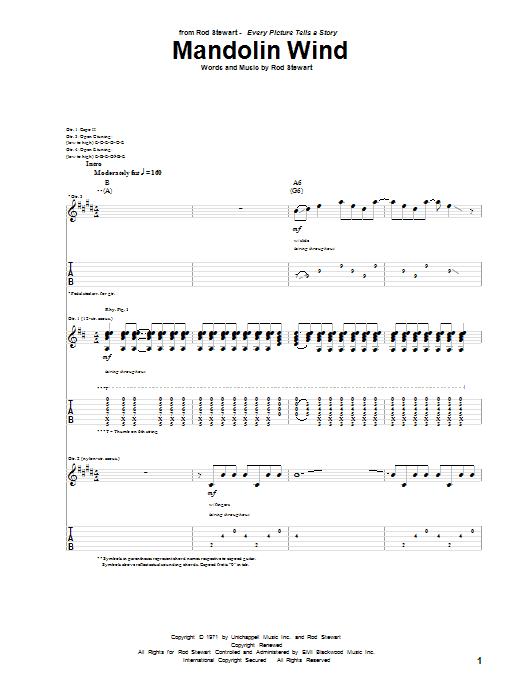 Rod Stewart Mandolin Wind sheet music notes and chords arranged for Guitar Chords/Lyrics