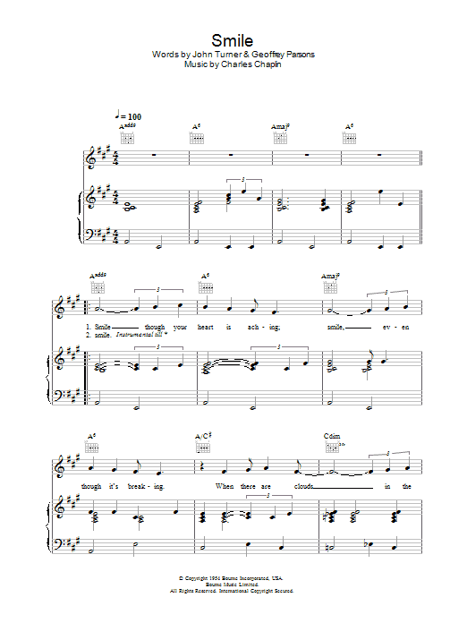 Rod Stewart Smile sheet music notes and chords arranged for Piano, Vocal & Guitar Chords