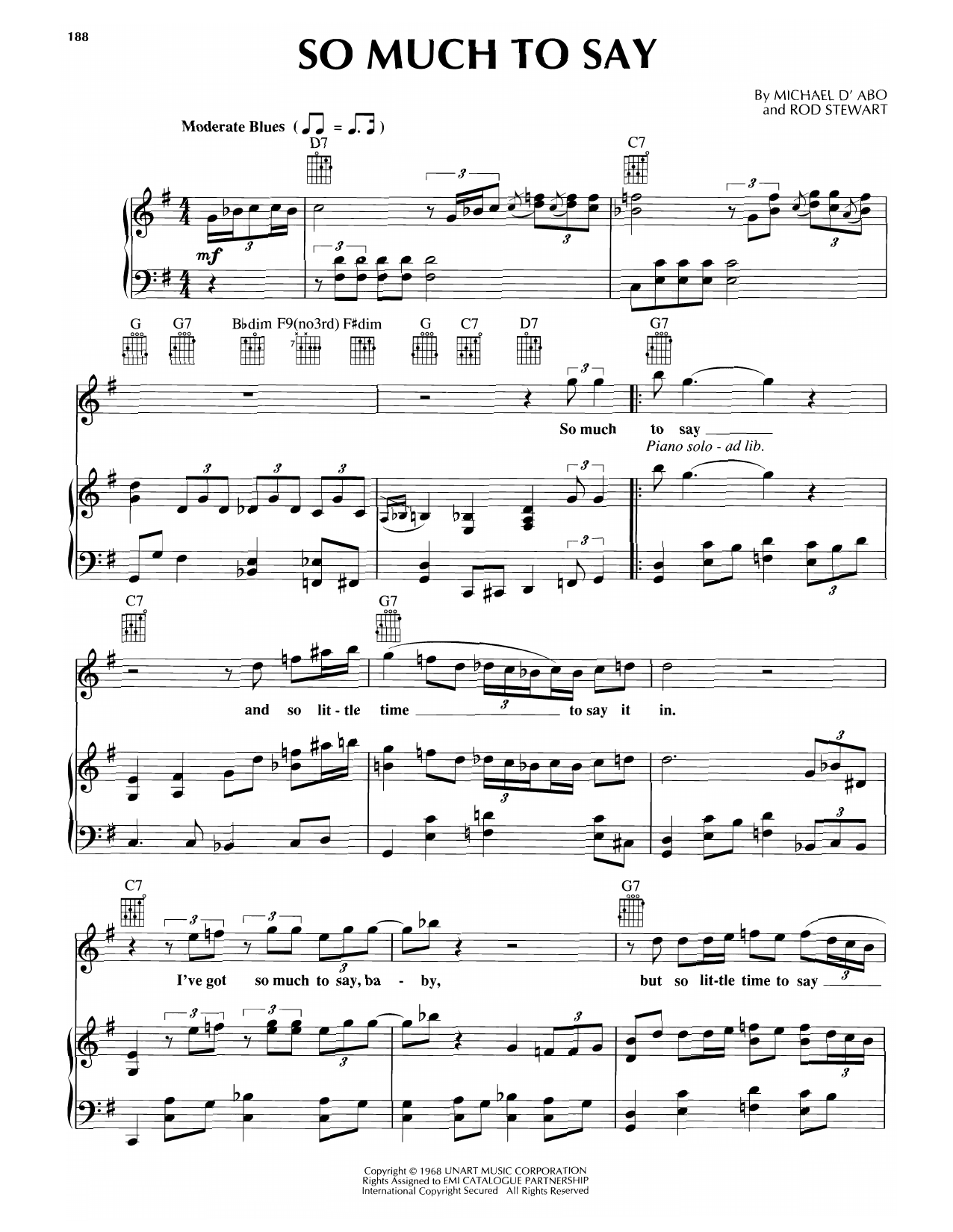 Rod Stewart So Much To Say sheet music notes and chords arranged for Piano, Vocal & Guitar Chords (Right-Hand Melody)