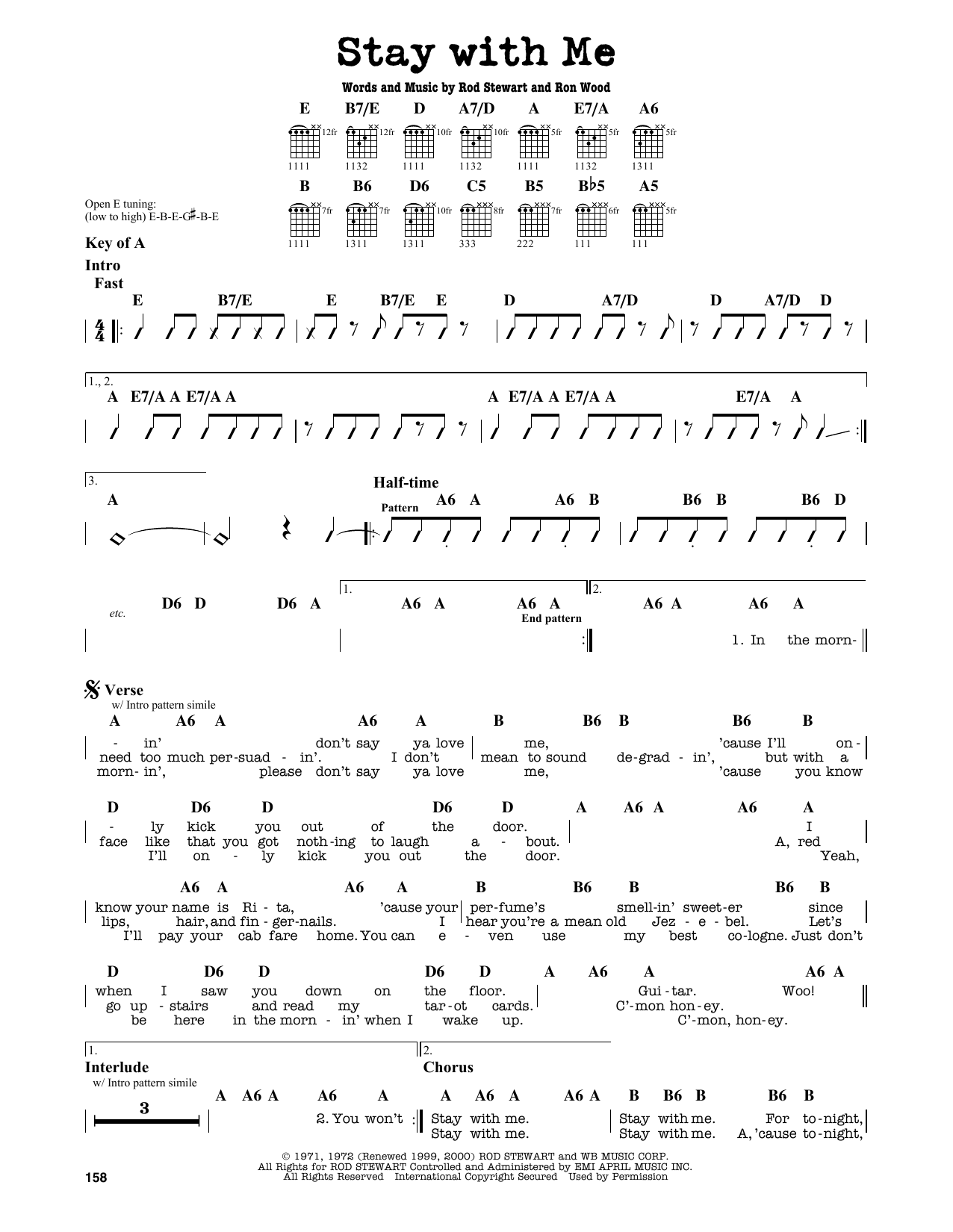 Rod Stewart Stay With Me sheet music notes and chords arranged for Real Book – Melody, Lyrics & Chords