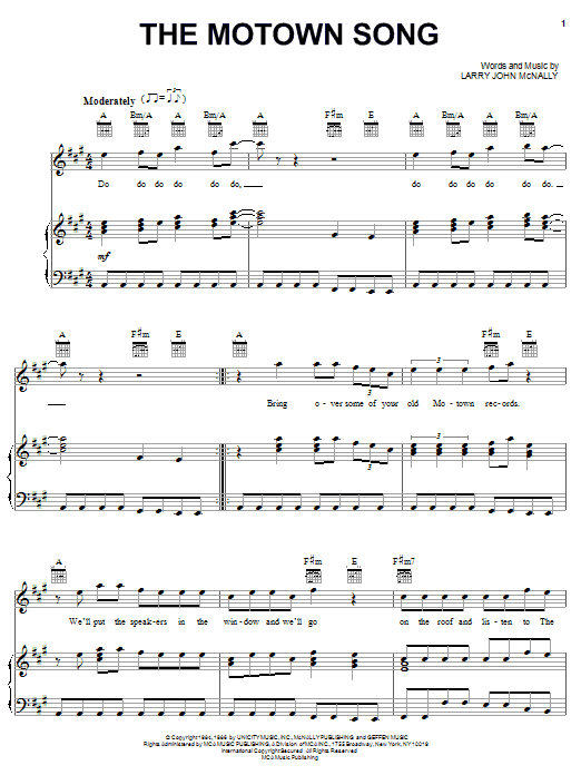 Rod Stewart The Motown Song sheet music notes and chords arranged for Piano, Vocal & Guitar Chords (Right-Hand Melody)