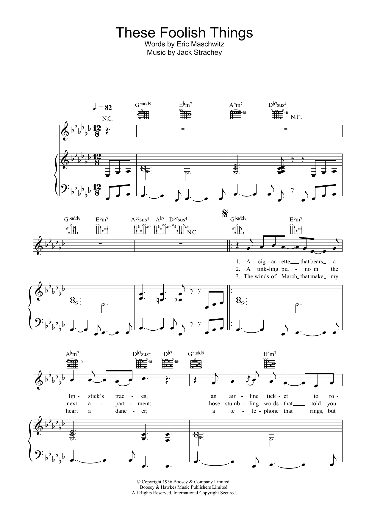 Rod Stewart These Foolish Things sheet music notes and chords arranged for Piano, Vocal & Guitar Chords