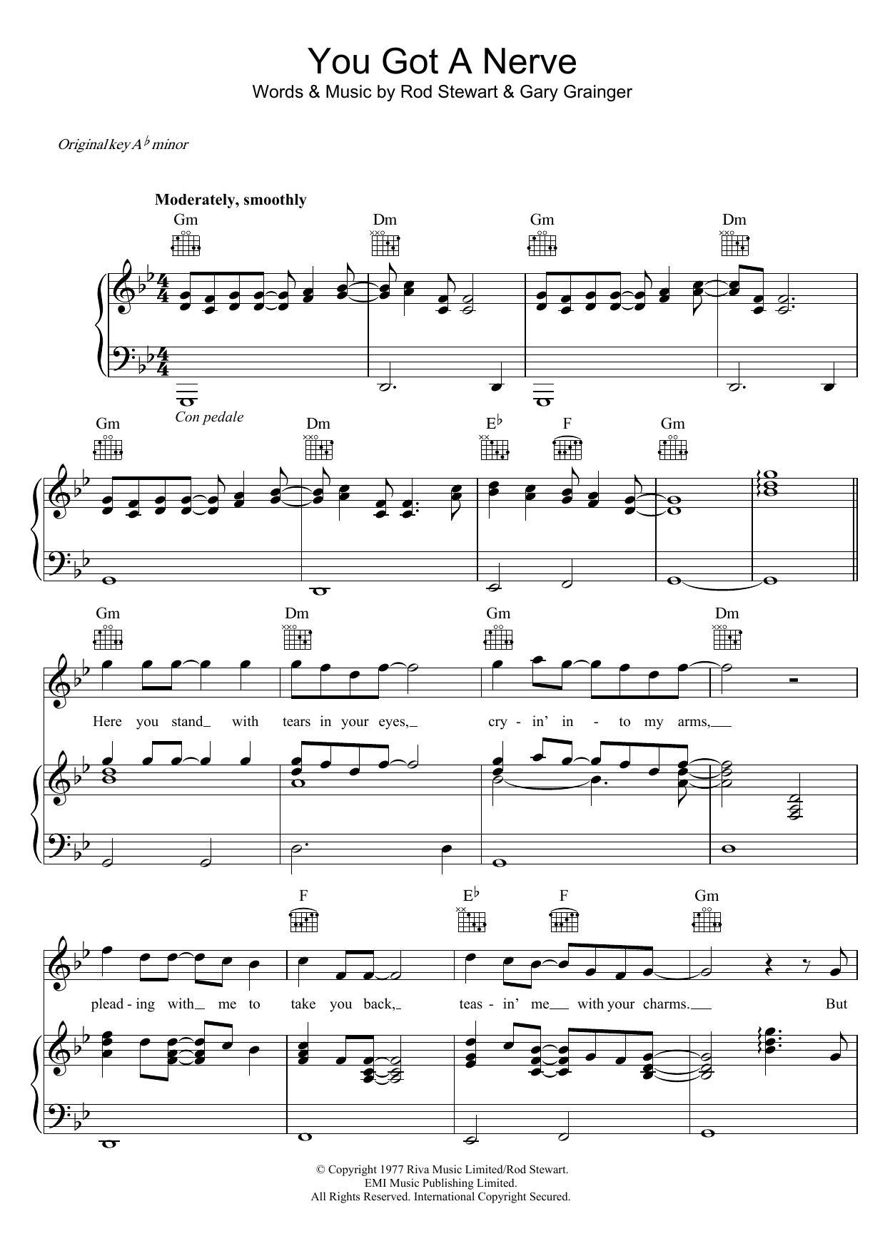 Rod Stewart You Got A Nerve sheet music notes and chords arranged for Piano, Vocal & Guitar Chords
