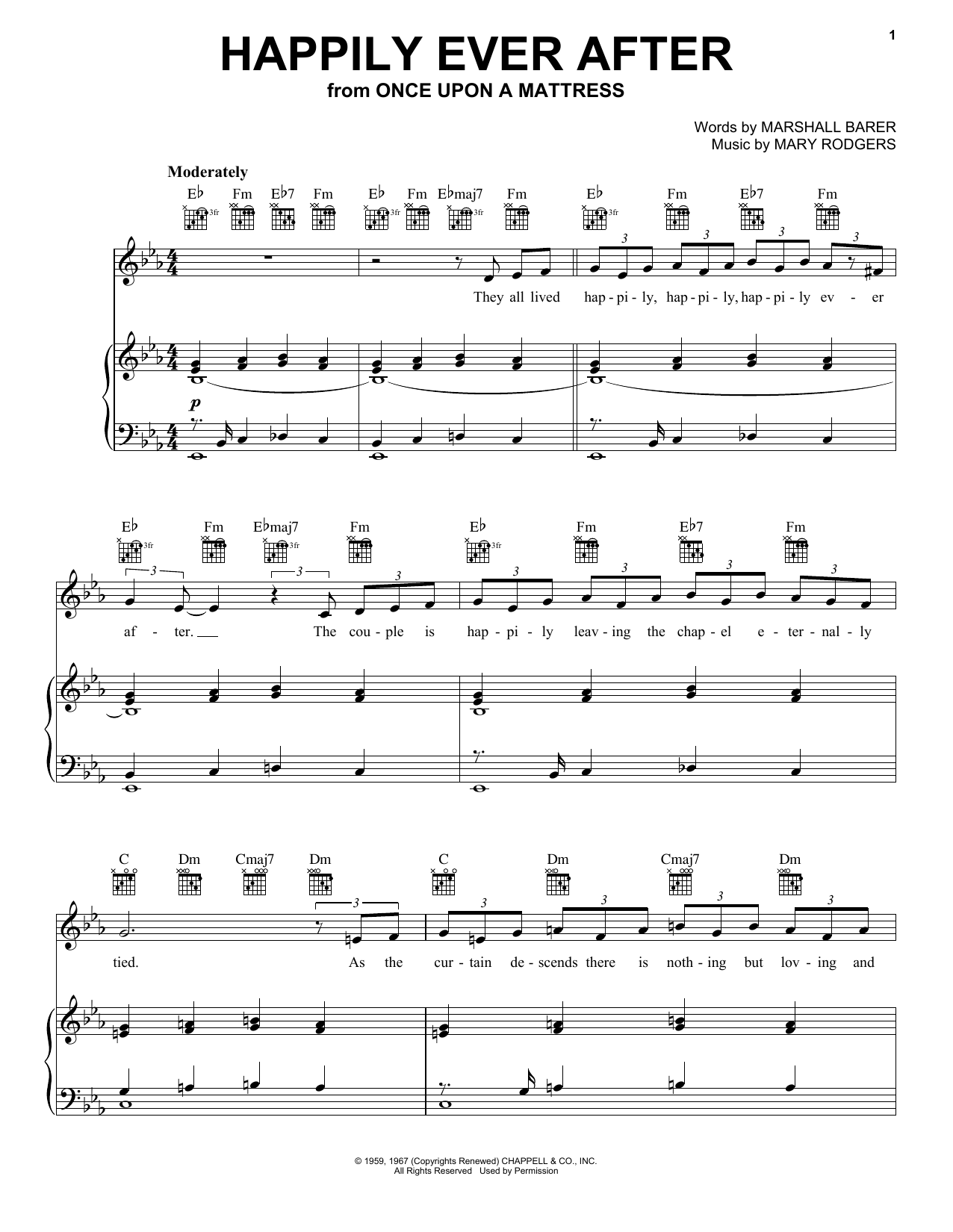 Rodgers & Barer Happily Ever After sheet music notes and chords arranged for Piano, Vocal & Guitar Chords (Right-Hand Melody)
