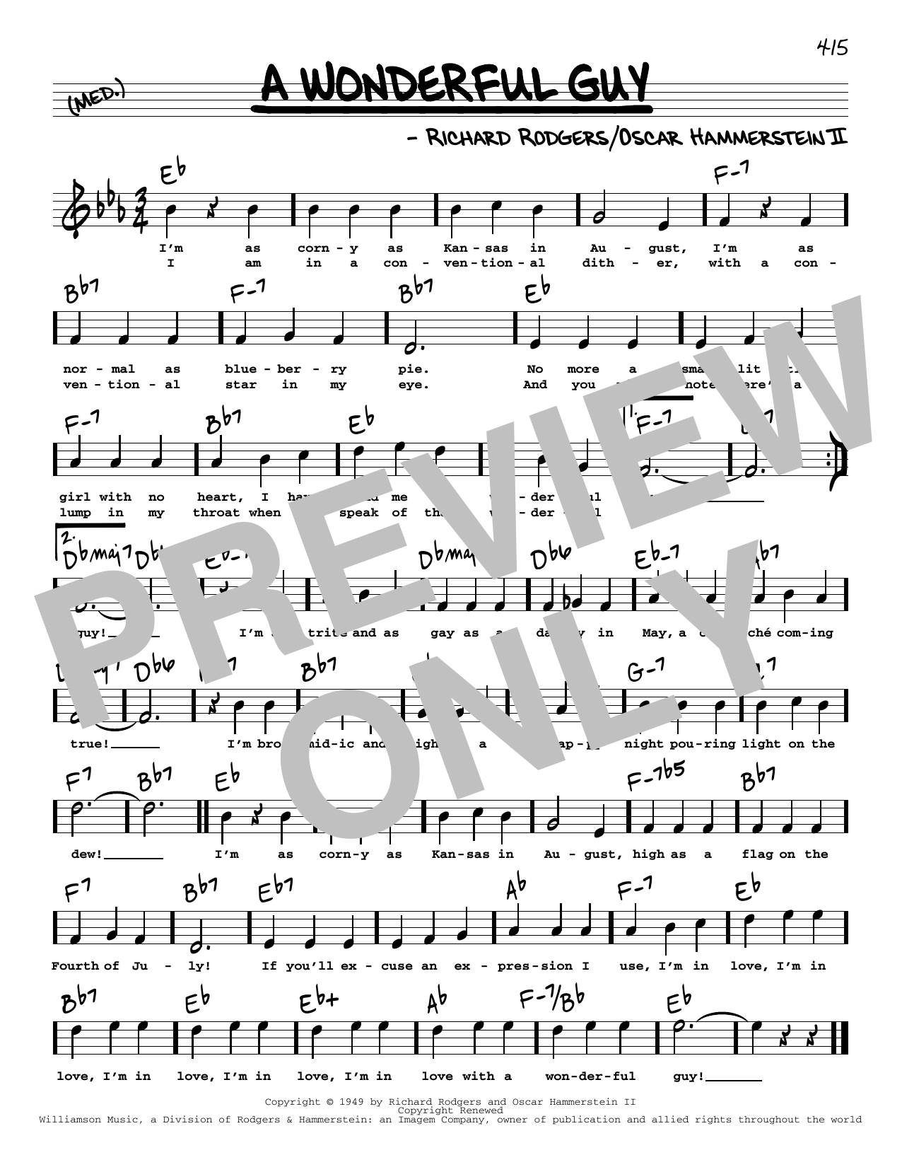 Rodgers & Hammerstein A Wonderful Guy (High Voice) (from South Pacific) sheet music notes and chords arranged for Real Book – Melody, Lyrics & Chords